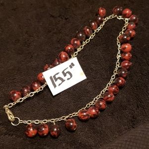 Brown Mottled Acrylic beaded super Dangly Necklace